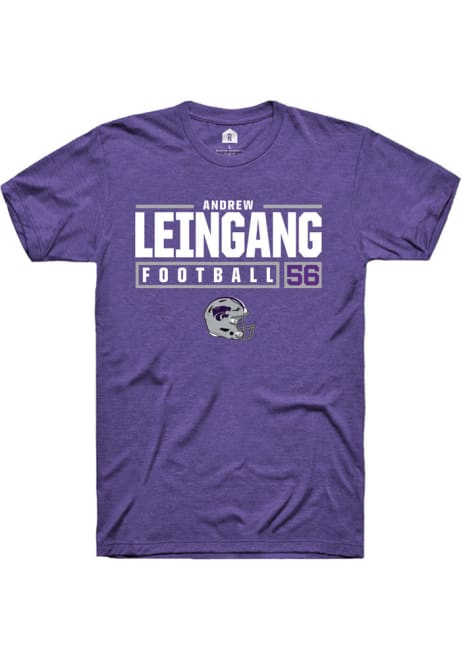 Andrew Leingang Purple K-State Wildcats NIL Stacked Box Short Sleeve T Shirt