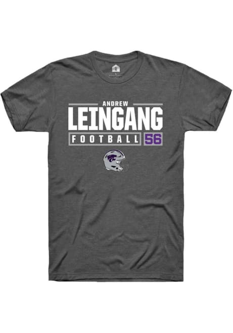 Andrew Leingang Grey K-State Wildcats NIL Stacked Box Short Sleeve T Shirt