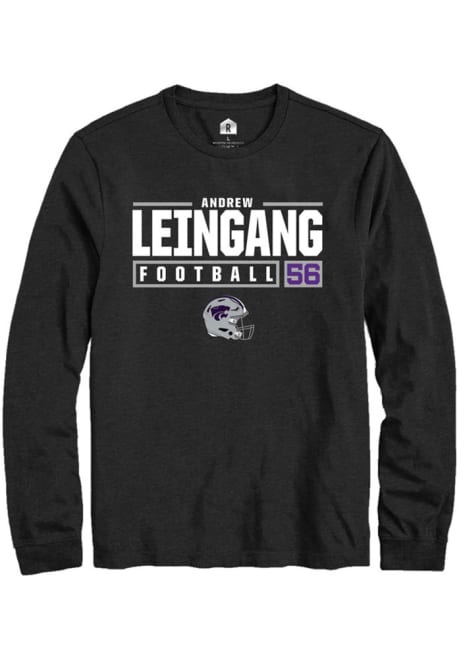 Andrew Leingang Rally Mens Black K-State Wildcats NIL Stacked Box Tee