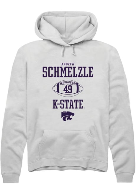 Andrew Schmelzle Rally Mens White K-State Wildcats NIL Sport Icon Hooded Sweatshirt