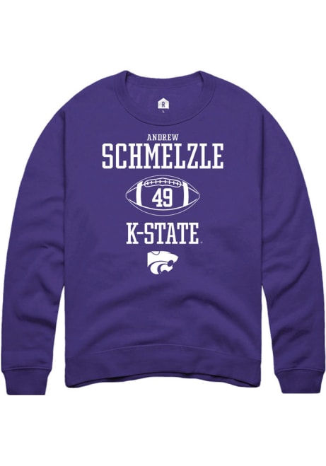 Andrew Schmelzle Rally Mens Purple K-State Wildcats NIL Sport Icon Crew Sweatshirt