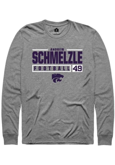 Andrew Schmelzle Rally Mens Graphite K-State Wildcats NIL Stacked Box Tee