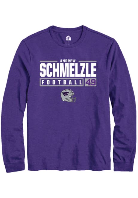 Andrew Schmelzle Rally Mens Purple K-State Wildcats NIL Stacked Box Tee
