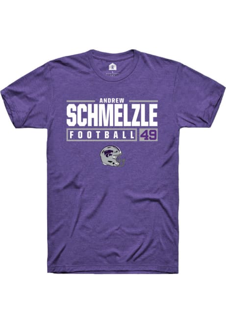 Andrew Schmelzle Purple K-State Wildcats NIL Stacked Box Short Sleeve T Shirt