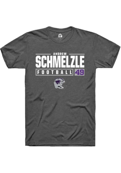 Andrew Schmelzle Dark Grey K-State Wildcats NIL Stacked Box Short Sleeve T Shirt