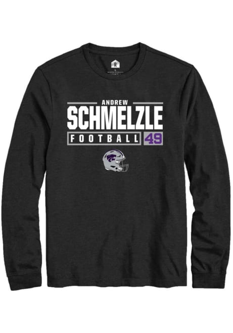 Andrew Schmelzle Rally Mens Black K-State Wildcats NIL Stacked Box Tee