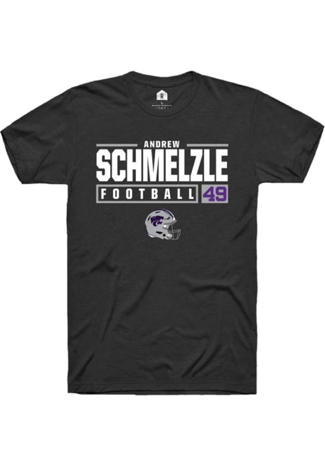 Andrew Schmelzle Black K-State Wildcats NIL Stacked Box Short Sleeve T Shirt