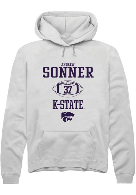 Andrew Sonner Rally Mens White K-State Wildcats NIL Sport Icon Hooded Sweatshirt