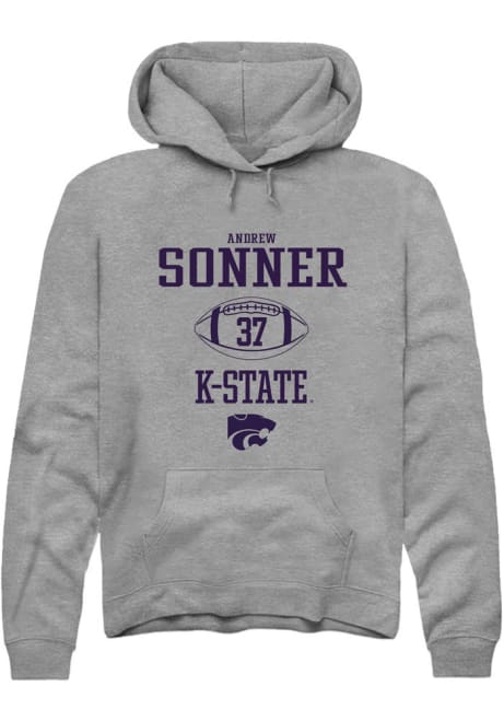 Andrew Sonner Rally Mens Graphite K-State Wildcats NIL Sport Icon Hooded Sweatshirt