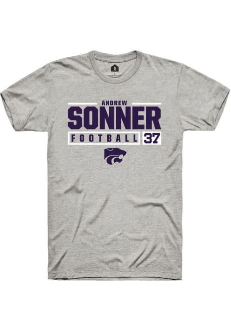 Andrew Sonner Ash K-State Wildcats NIL Stacked Box Short Sleeve T Shirt