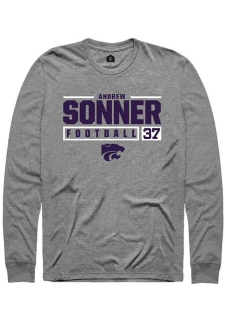 Andrew Sonner Rally Mens Graphite K-State Wildcats NIL Stacked Box Tee