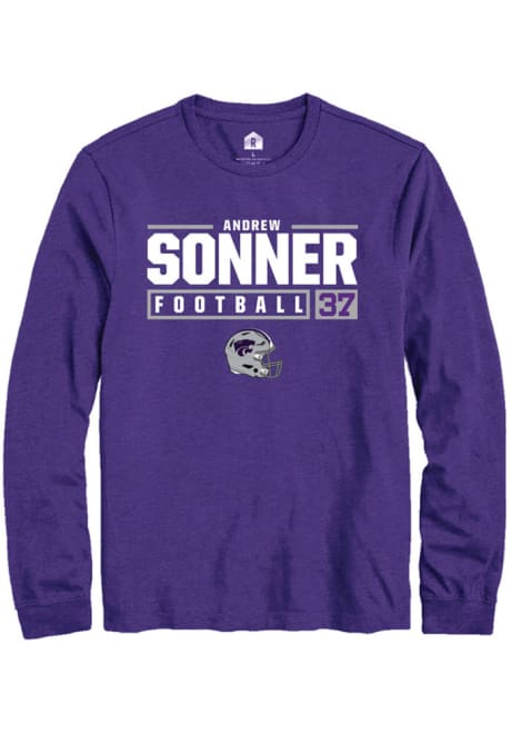Andrew Sonner Rally Mens Purple K-State Wildcats NIL Stacked Box Tee