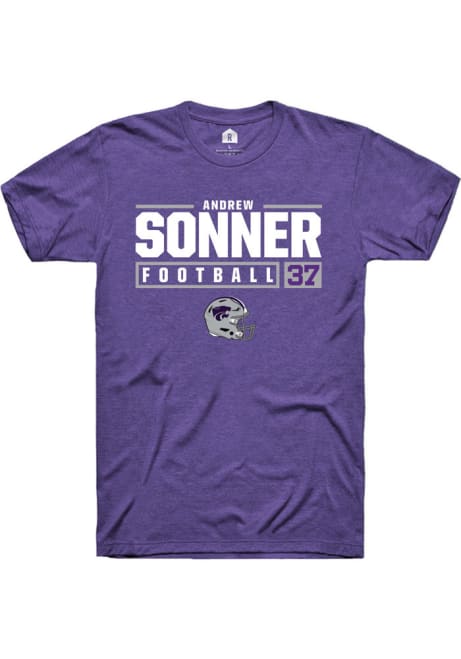 Andrew Sonner Purple K-State Wildcats NIL Stacked Box Short Sleeve T Shirt