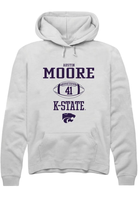 Austin Moore Rally Mens White K-State Wildcats NIL Sport Icon Hooded Sweatshirt