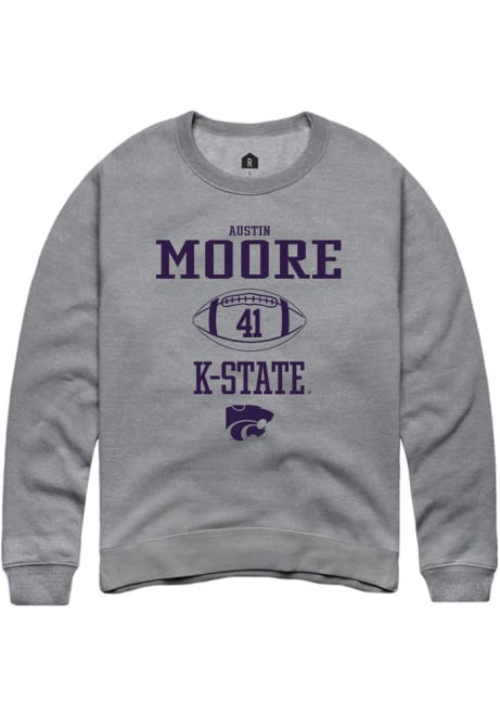 Austin Moore Rally Mens Graphite K-State Wildcats NIL Sport Icon Crew Sweatshirt