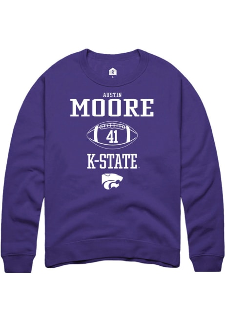 Austin Moore Rally Mens Purple K-State Wildcats NIL Sport Icon Crew Sweatshirt