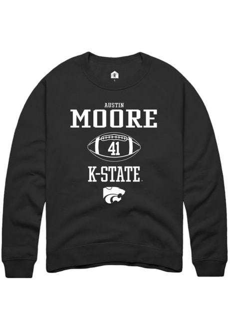 Austin Moore Rally Mens Black K-State Wildcats NIL Sport Icon Crew Sweatshirt