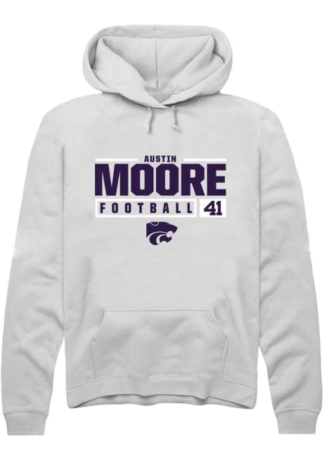 Austin Moore Rally Mens White K-State Wildcats NIL Stacked Box Hooded Sweatshirt