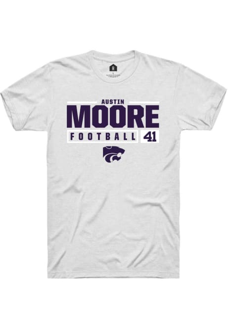 Austin Moore White K-State Wildcats NIL Stacked Box Short Sleeve T Shirt