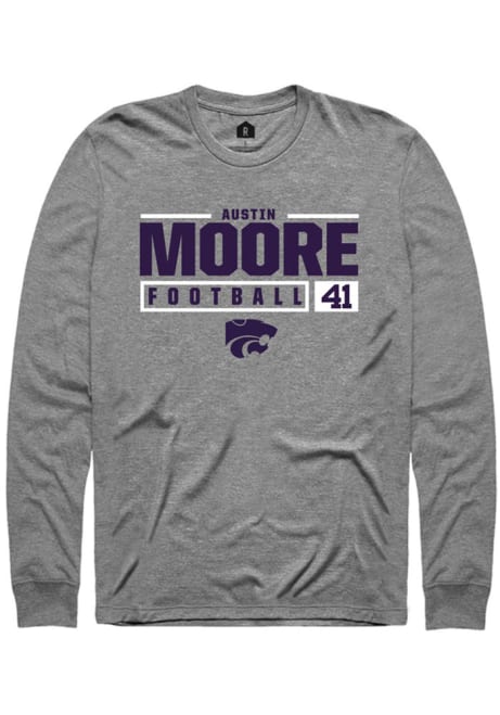 Austin Moore Rally Mens Graphite K-State Wildcats NIL Stacked Box Tee