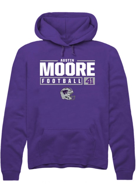 Austin Moore Rally Mens Purple K-State Wildcats NIL Stacked Box Hooded Sweatshirt
