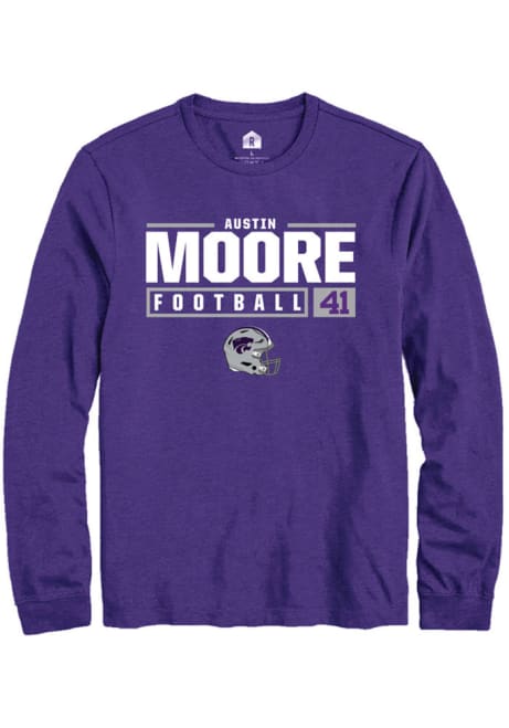 Austin Moore Rally Mens Purple K-State Wildcats NIL Stacked Box Tee