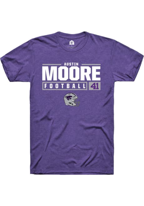 Austin Moore Purple K-State Wildcats NIL Stacked Box Short Sleeve T Shirt