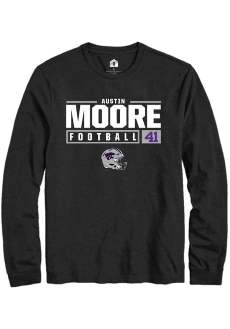 Austin Moore Rally Mens Black K-State Wildcats NIL Stacked Box Tee