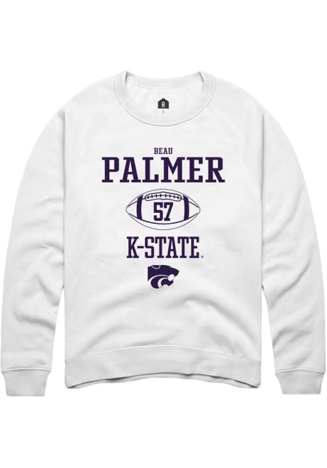 Beau Palmer Rally Mens White K-State Wildcats NIL Sport Icon Crew Sweatshirt