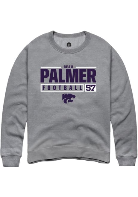 Beau Palmer Rally Mens Grey K-State Wildcats NIL Stacked Box Crew Sweatshirt