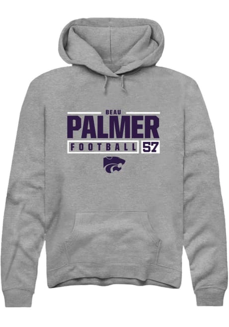 Beau Palmer Rally Mens Grey K-State Wildcats NIL Stacked Box Hooded Sweatshirt