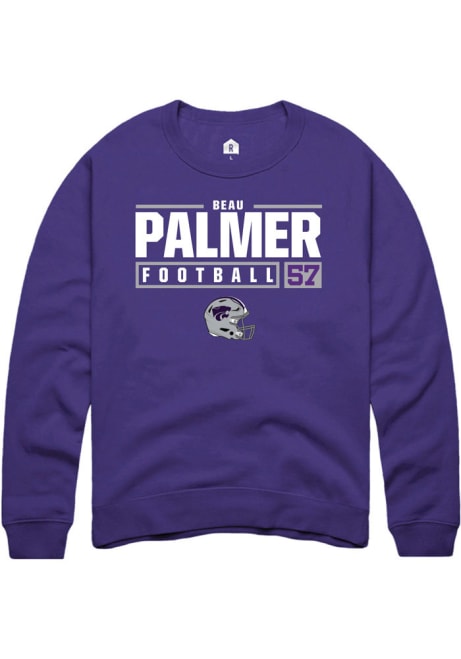 Beau Palmer Rally Mens Purple K-State Wildcats NIL Stacked Box Crew Sweatshirt