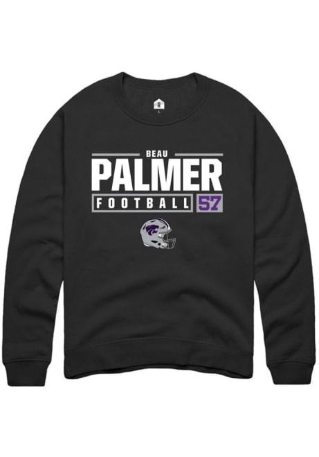 Beau Palmer Rally Mens Black K-State Wildcats NIL Stacked Box Crew Sweatshirt