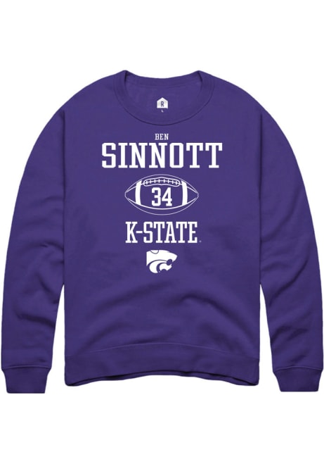 Ben Sinnott Rally Mens Purple K-State Wildcats NIL Sport Icon Crew Sweatshirt