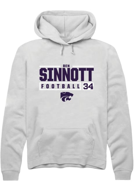 Ben Sinnott Rally Mens White K-State Wildcats NIL Stacked Box Hooded Sweatshirt