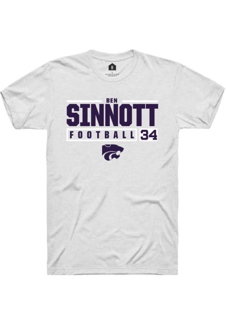Ben Sinnott White K-State Wildcats NIL Stacked Box Short Sleeve T Shirt