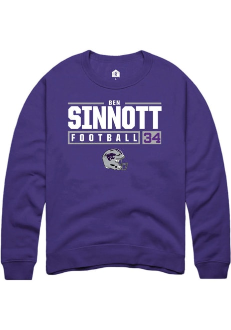 Ben Sinnott Rally Mens Purple K-State Wildcats NIL Stacked Box Crew Sweatshirt