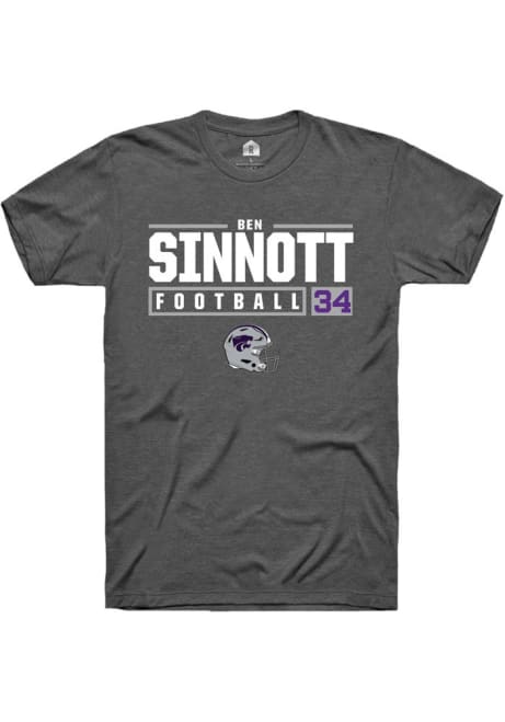 Ben Sinnott Dark Grey K-State Wildcats NIL Stacked Box Short Sleeve T Shirt