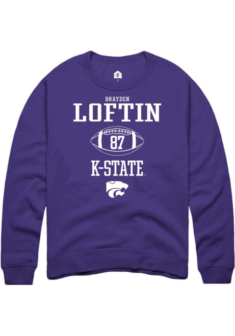 Brayden Loftin Rally Mens Purple K-State Wildcats NIL Sport Icon Crew Sweatshirt