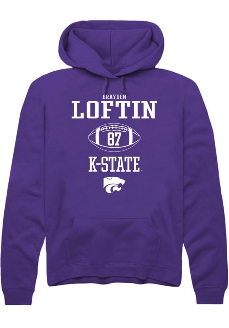 Brayden Loftin Rally Mens Purple K-State Wildcats NIL Sport Icon Hooded Sweatshirt