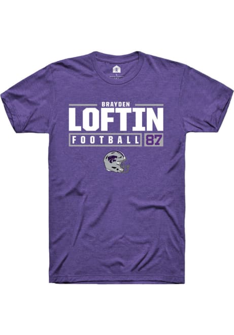 Brayden Loftin Purple K-State Wildcats NIL Stacked Box Short Sleeve T Shirt