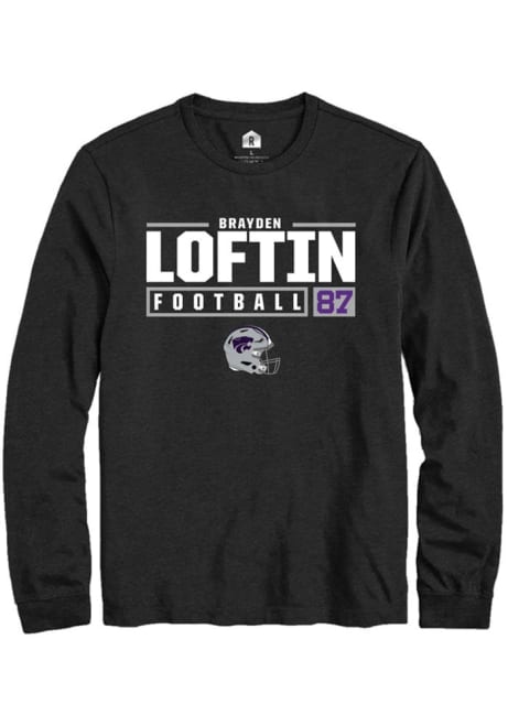 Brayden Loftin Rally Mens Black K-State Wildcats NIL Stacked Box Tee