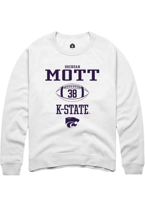 Brendan Mott Rally Mens White K-State Wildcats NIL Sport Icon Crew Sweatshirt