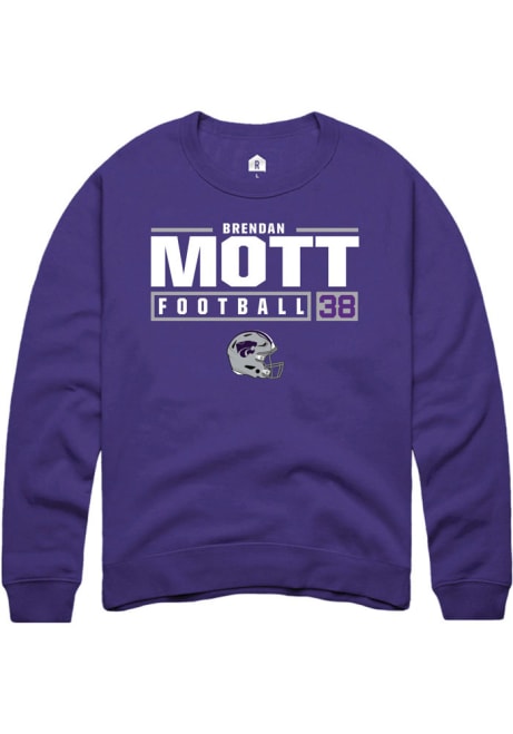 Brendan Mott Rally Mens Purple K-State Wildcats NIL Stacked Box Crew Sweatshirt