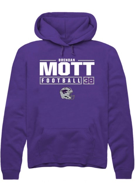 Brendan Mott Rally Mens Purple K-State Wildcats NIL Stacked Box Hooded Sweatshirt