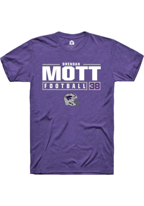 Brendan Mott Purple K-State Wildcats NIL Stacked Box Short Sleeve T Shirt