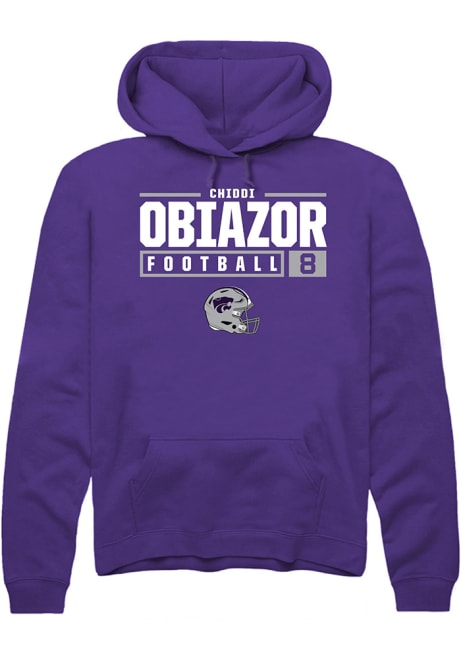 Chiddi Obiazor Rally Mens Purple K-State Wildcats NIL Stacked Box Hooded Sweatshirt