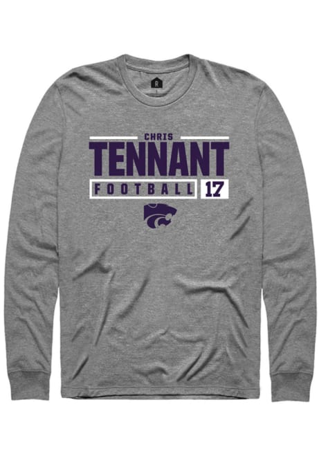 Chris Tennant Rally Mens Graphite K-State Wildcats NIL Stacked Box Tee