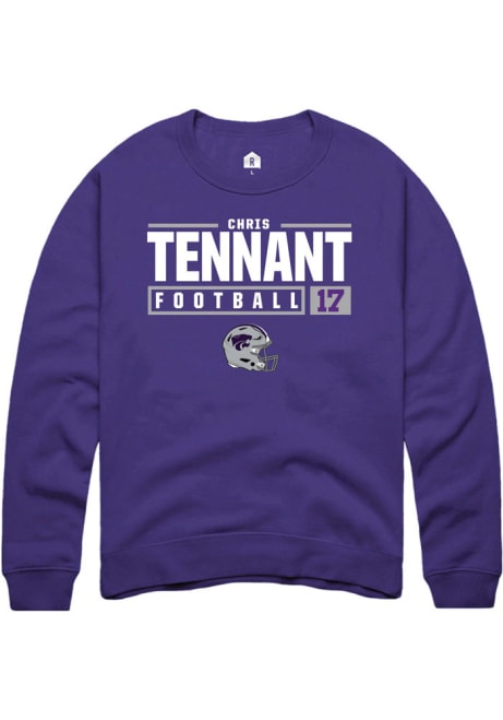 Chris Tennant Rally Mens Purple K-State Wildcats NIL Stacked Box Crew Sweatshirt
