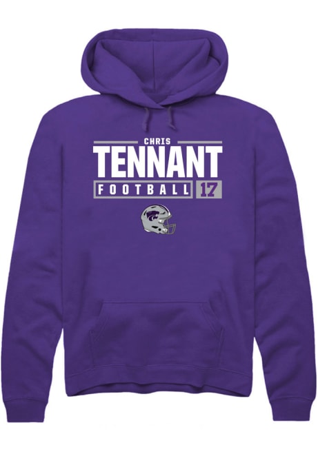 Chris Tennant Rally Mens Purple K-State Wildcats NIL Stacked Box Hooded Sweatshirt
